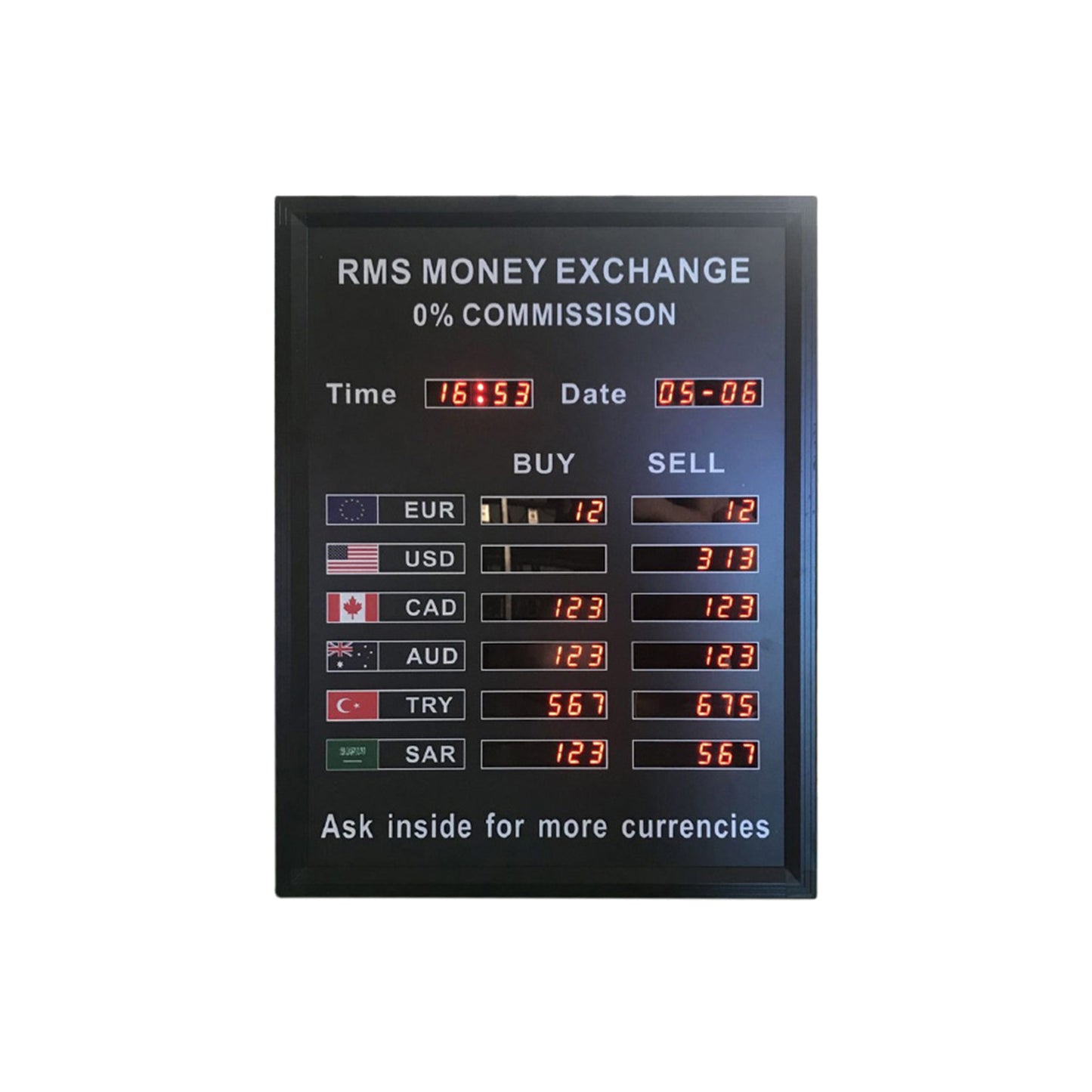 Currency  exchange  LED panel